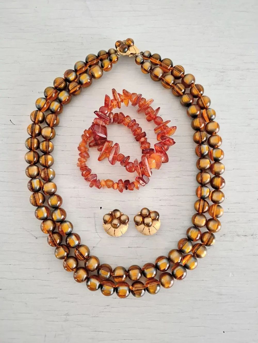 Vintage Faux Amber Jewelry Lot